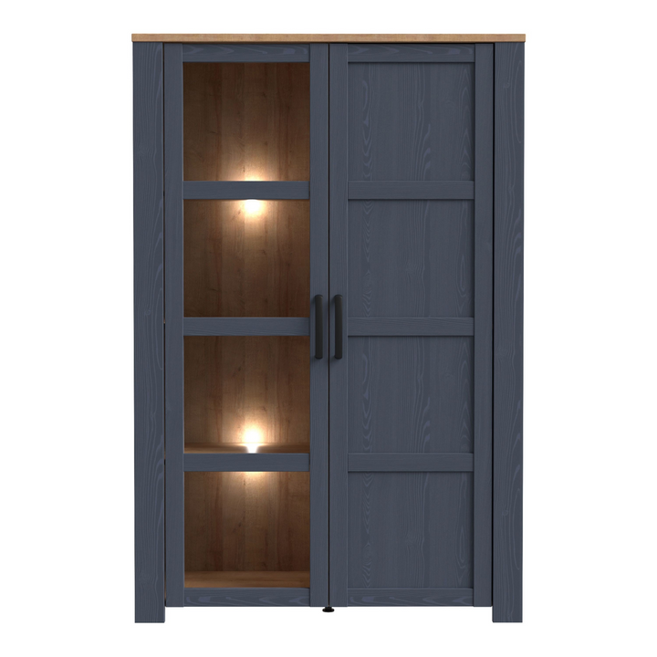 Hitchin 2 Door Display Cabinet in Riviera Oak/Navy | Dining Cabinet | Dining Cabinets