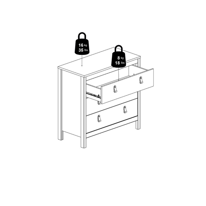 Hindley Chest 3 Drawers in Matt Black | Chest of Drawers | Drawers 