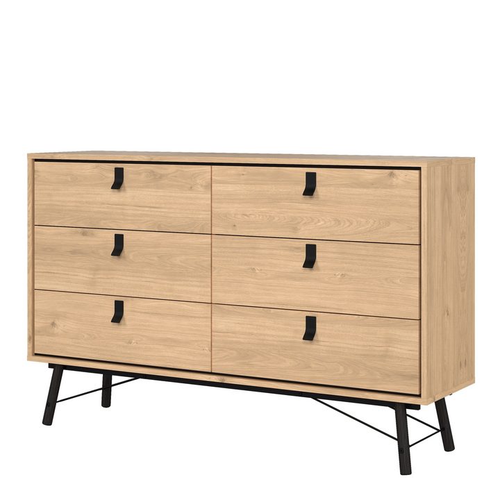 Moubray Wide Double Chest of Drawers 6 Drawers in Jackson Hickory Oak | Chest of Drawers | Drawers 