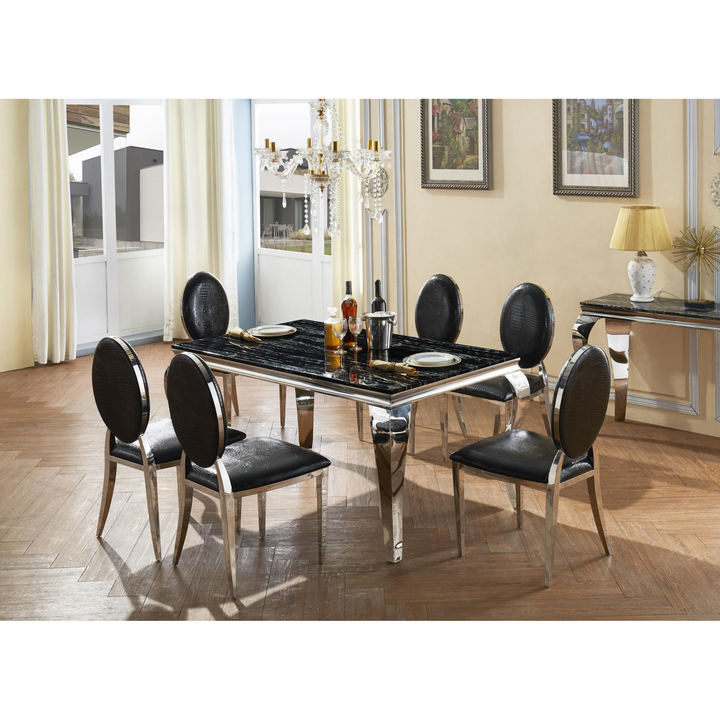 Altrincham Marble Dining Table with Stainless Steel Base | Dining Table | Marble Dining Table