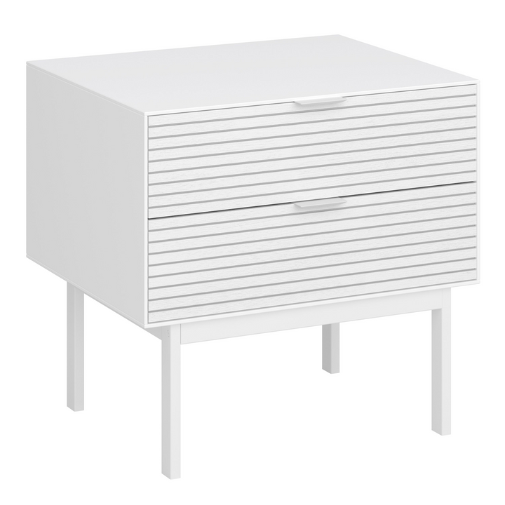 Wellington Bedside Table 2 Drawers in Granulated pure White Brushed White | Bedside Cabinet | Bedside Cabinets | Bedroom Cabinet