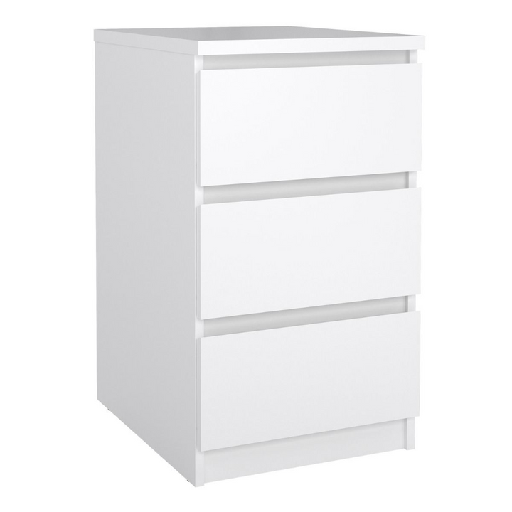 Brook Bedside 3 Drawers in White High Gloss | Bedside Cabinet | Bedside Cabinets | Bedroom Cabinet