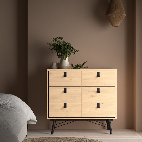 Moubray Small Double Chest of Drawers 6 Drawers in Jackson Hickory Oak | Chest of Drawers | Drawers 