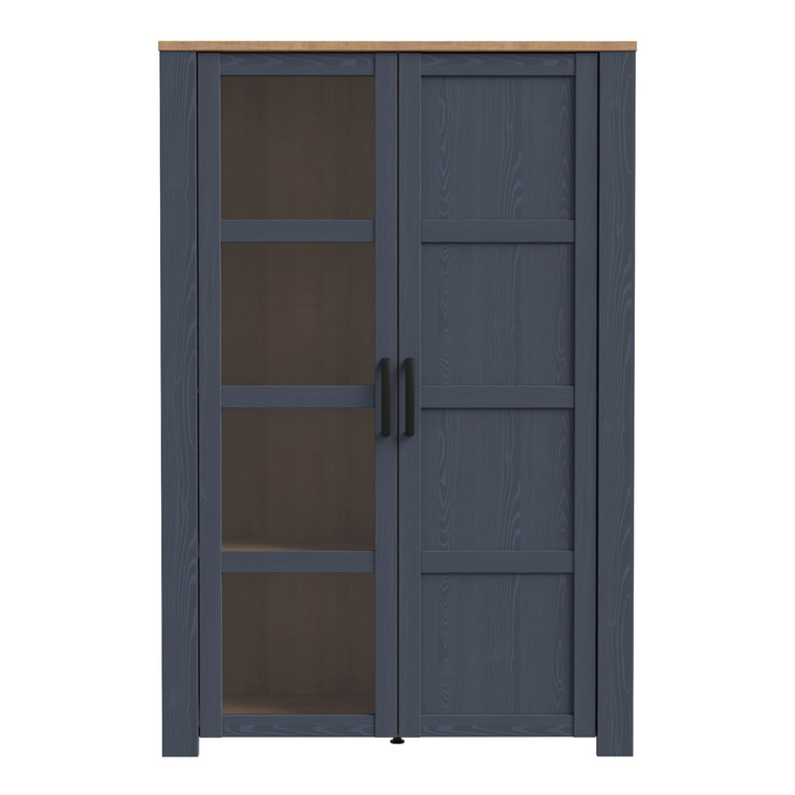 Hitchin 2 Door Display Cabinet in Riviera Oak/Navy | Dining Cabinet | Dining Cabinets