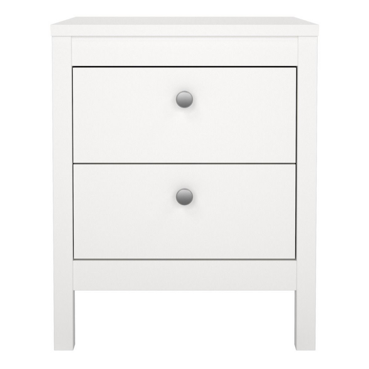 Bournville Bedside Table 2 Drawers in White | Bedside Cabinet | Bedside Cabinets | Bedroom Cabinet