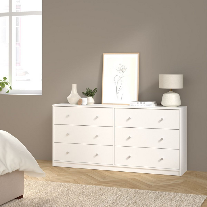 Shenley Chest of 6 Drawers (3+3) in White | Chest of Drawers | Drawers 