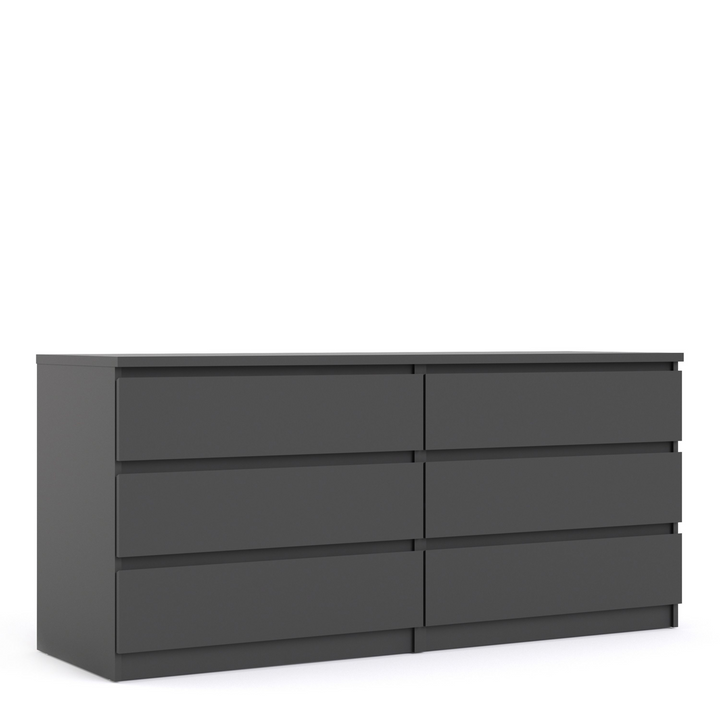 Brook Wide Chest of 6 Drawers (3+3) in Black Matt | Chest of Drawers | Drawers 