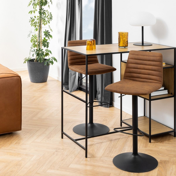 Kenton Bar Stool with Brown Fabric in Set of 2 | Bar Stools | Counter Stools | Bar & Counter Stools