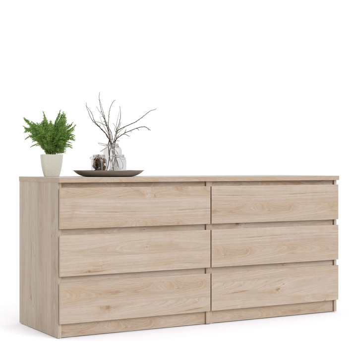 Brook Wide Chest of 6 Drawers (3+3) in Jackson Hickory Oak | Chest of Drawers | Drawers 