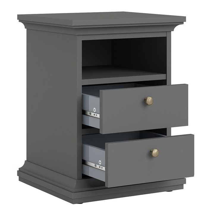 Solihull Bedside 2 Drawers in Matt Grey | Bedside Cabinet | Bedside Cabinets | Bedroom Cabinet