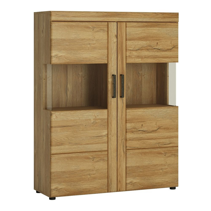 Pontypridd Low Wide 2 Door Display Cabinet in Grandson Oak | Dining Cabinet | Dining Cabinets