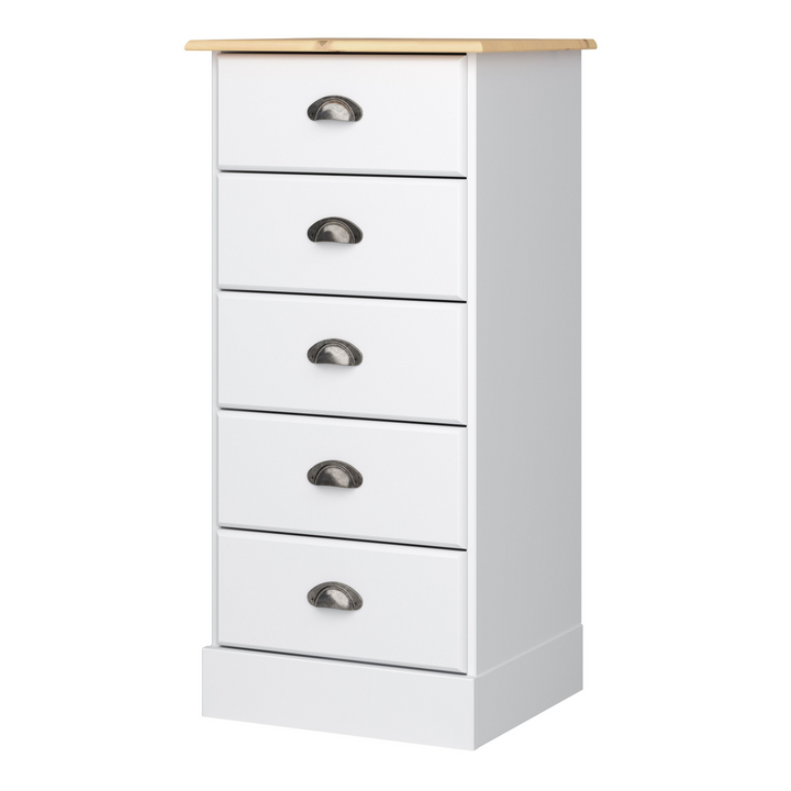 Frome 5 Drawer Chest White & Pine | Chest of Drawers | Drawers 