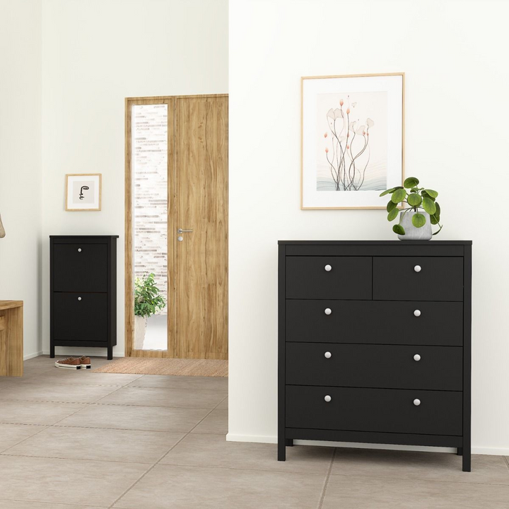 Hindley Chest 3+2 Drawers in Matt Black | Chest of Drawers | Drawers 