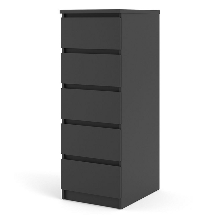 Brook Narrow Chest of 5 Drawers in Black Matt | Chest of Drawers | Drawers 