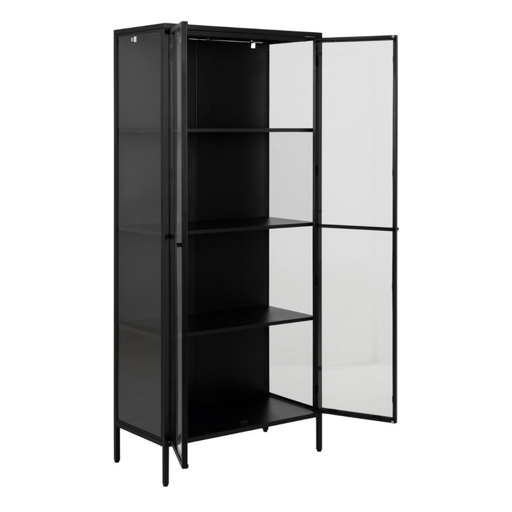 Carshalton Tall 2 Door Display Cabinet in Matt Black | Dining Cabinet | Dining Cabinets