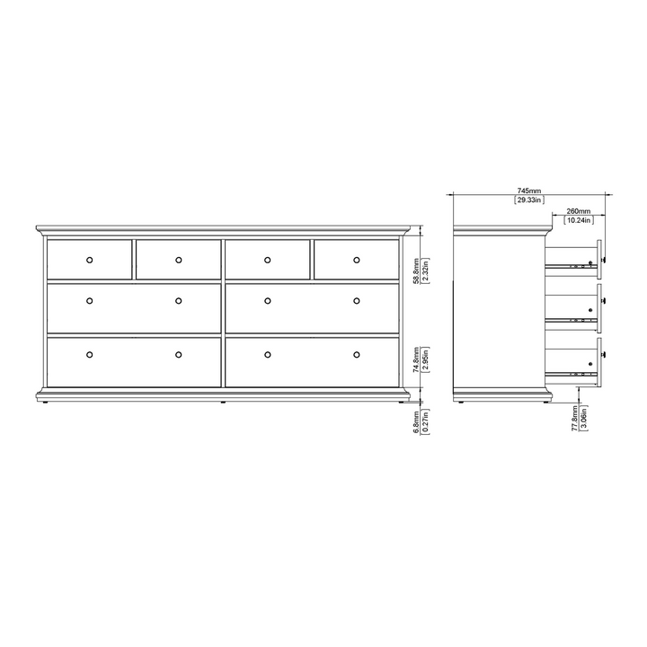 Solihull Chest of 8 Drawers in White | Chest of Drawers | Drawers 