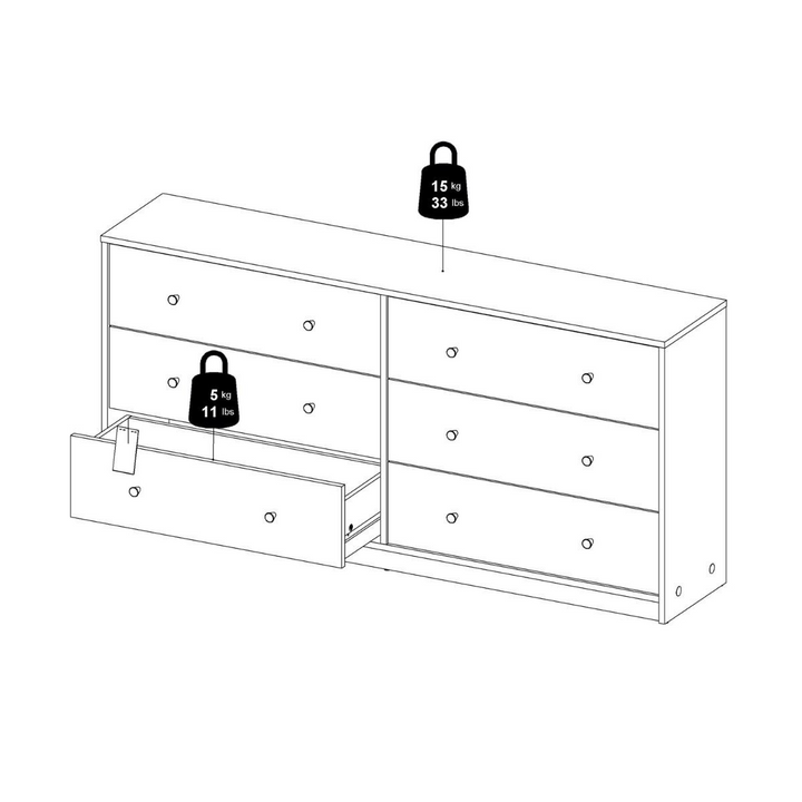 Shenley Chest of 6 Drawers (3+3) in White | Chest of Drawers | Drawers 