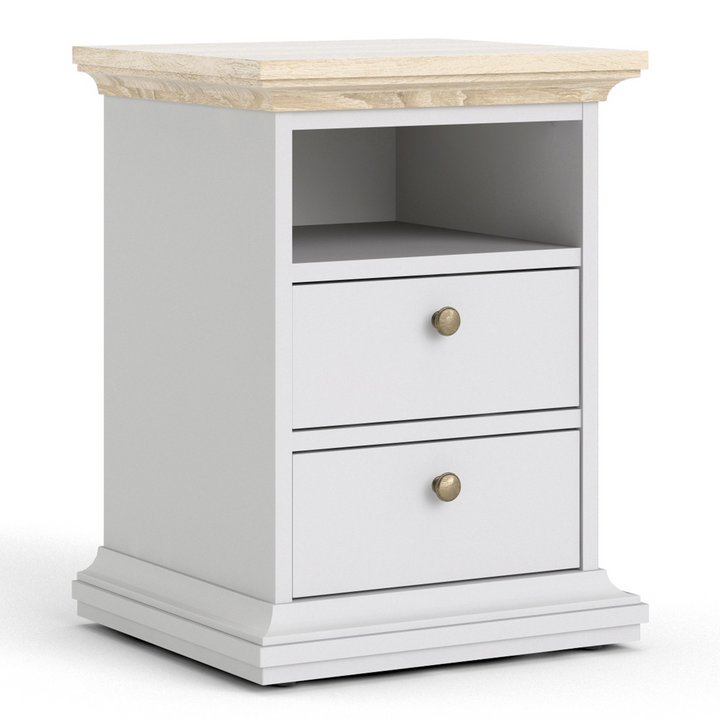 Solihull Bedside 2 Drawers in White and Oak | Bedside Cabinet | Bedside Cabinets | Bedroom Cabinet