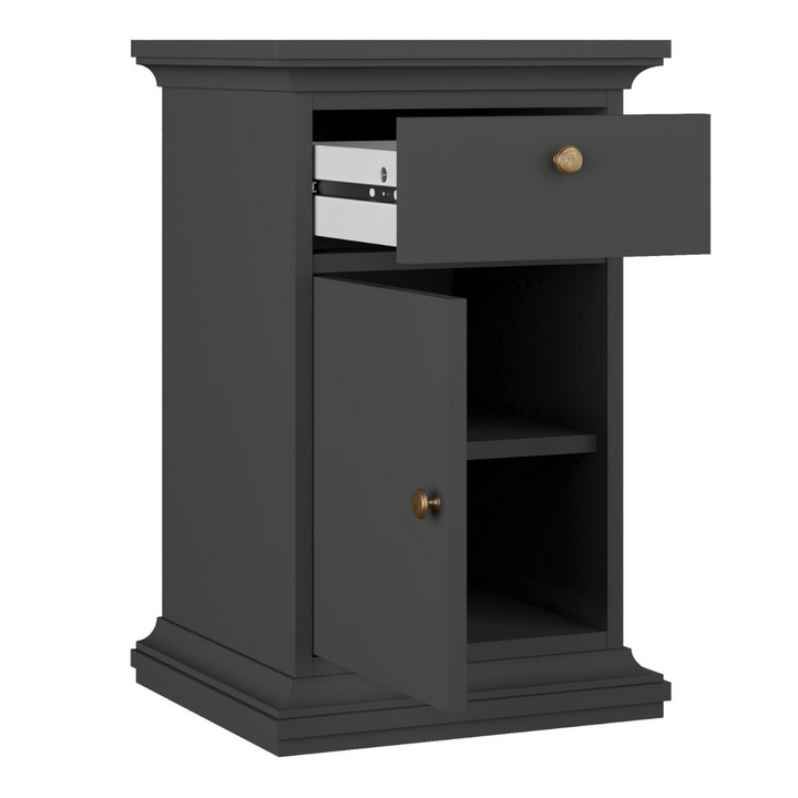 Solihull Nightstand 1 Door + 1 Drawer in Matt Grey | Bedside Cabinet | Bedside Cabinets | Bedroom Cabinet