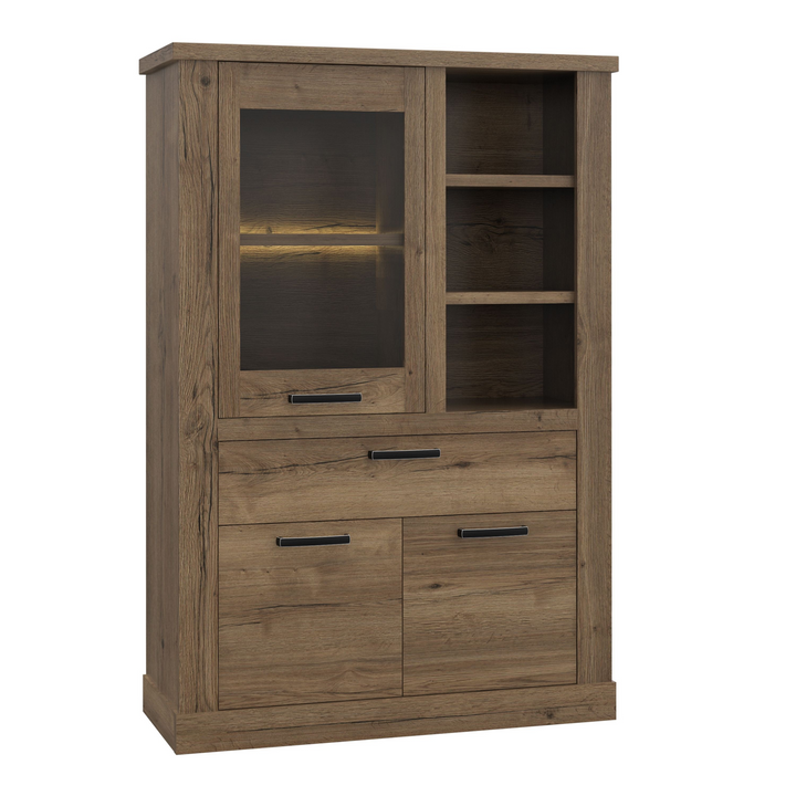 Chichester 1 Door 1 Drawer 3 Shelve Display Cabinet in Tabak Oak | Dining Cabinet | Dining Cabinets