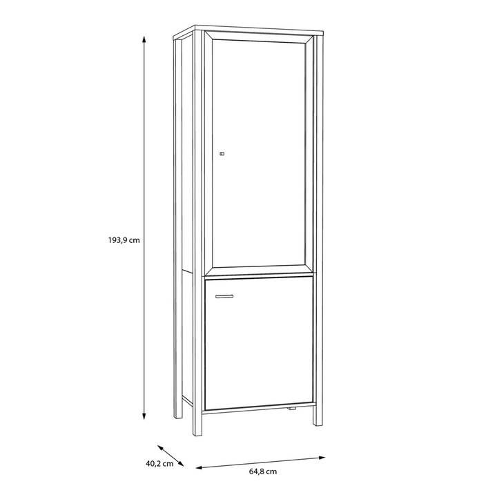 Upminster Rock Wide Display Cabinet in Matt Black/Riviera Oak | Dining Cabinet | Dining Cabinets