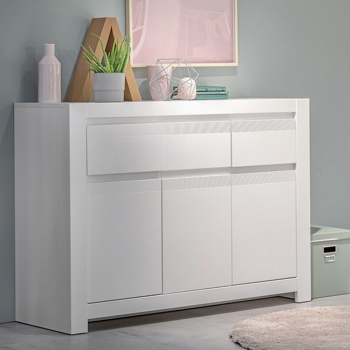 Abingdon 3 Door 3 Drawer Cabinet in Alpine White | Dining Cabinet | Dining Cabinets