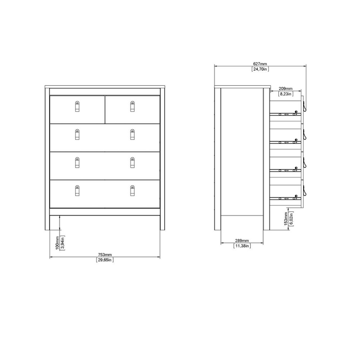 Droitwich Chest 3+2 Drawers in White | Chest of Drawers | Drawers 