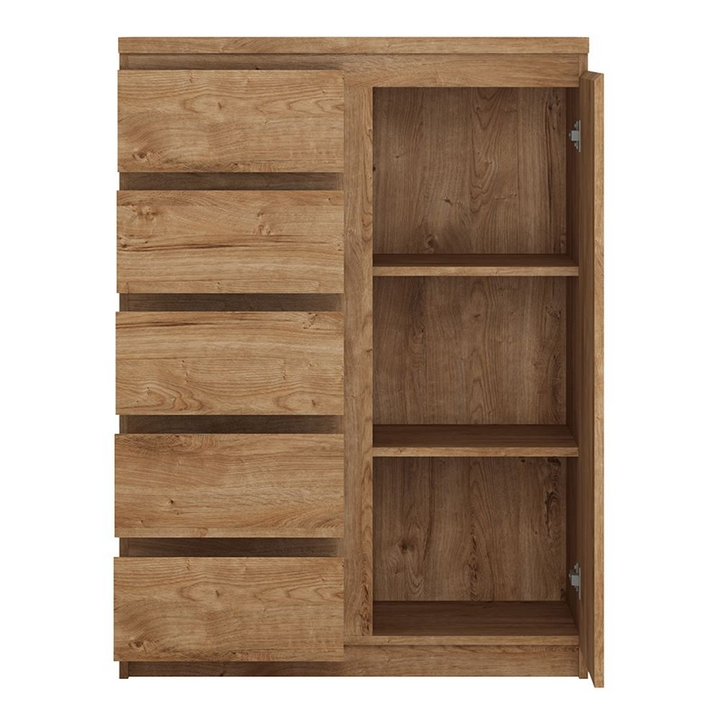 Prestwich 1 Door 5 Drawer Cabinet in Oak | Dining Cabinet | Dining Cabinets