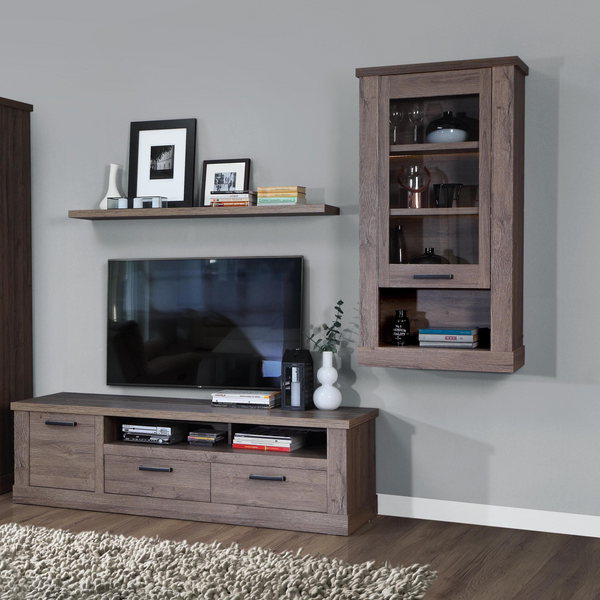 Chichester 1 Door Wall Display Cabinet in Tabak Oak | Dining Cabinet | Dining Cabinets