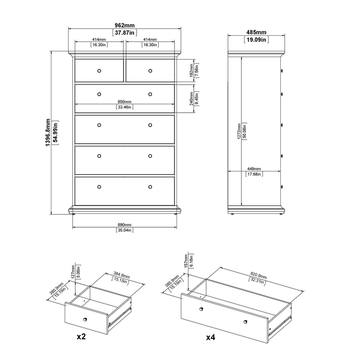 Solihull Chest of 6 Drawers in White | Chest of Drawers | Drawers 