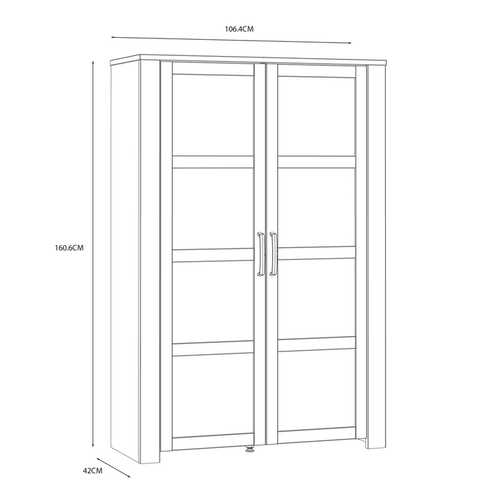 Hitchin 2 Door Display Cabinet in Riviera Oak/White | Dining Cabinet | Dining Cabinets