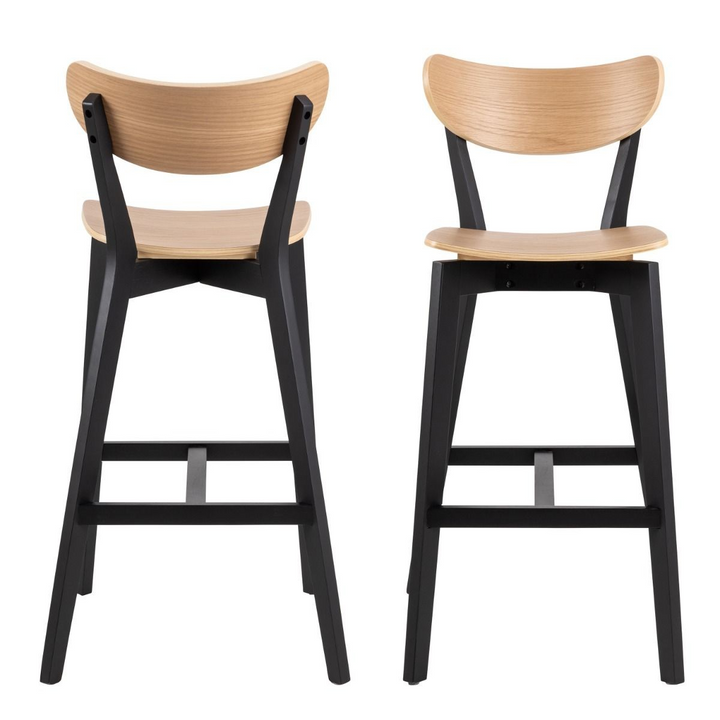 Bridgford Bar Stool, Black and Oak Set of 2 | Bar Stools | Counter Stools | Bar & Counter Stools