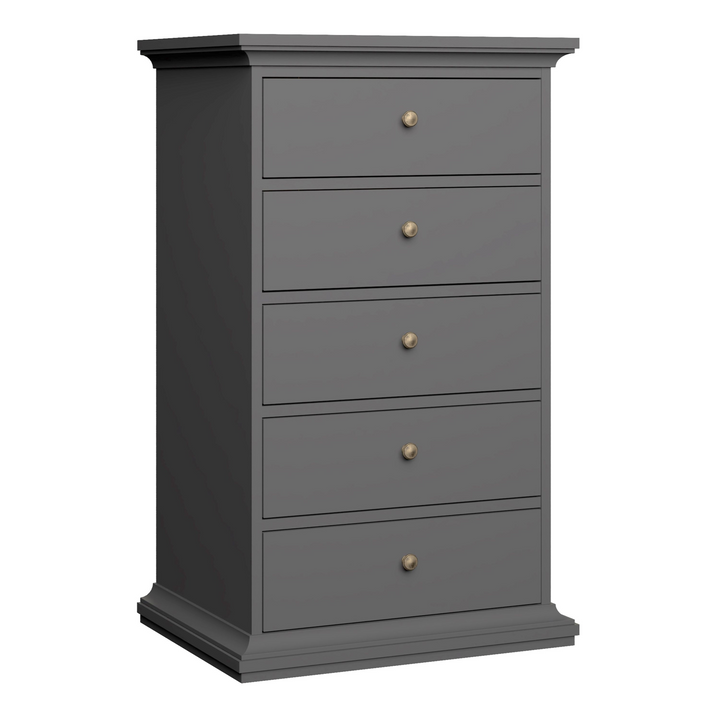 Solihull Chest 5 Drawers in Matt Grey | Chest of Drawers | Drawers 