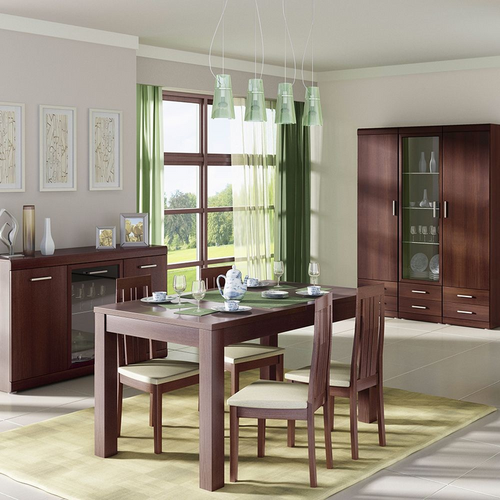 Billingham Tall 1 Door 2 Drawer Narrow Cabinet in Dark Mahogany Melamine | Dining Cabinet | Dining Cabinets