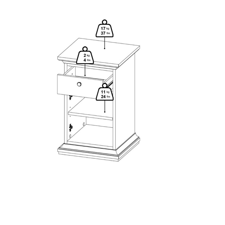 Solihull Nightstand 1 Door + 1 Drawer in Matt Grey | Bedside Cabinet | Bedside Cabinets | Bedroom Cabinet