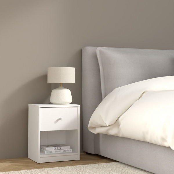 Shenley Bedside 1 Drawer in White | Bedside Cabinet | Bedside Cabinets | Bedroom Cabinet