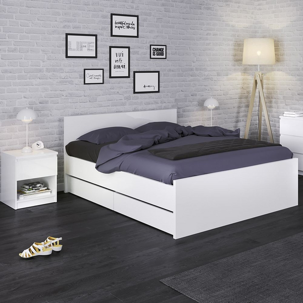 Brixton Double Bed 4ft6 (140 x 190) in White High Gloss | Beds | Double Bed