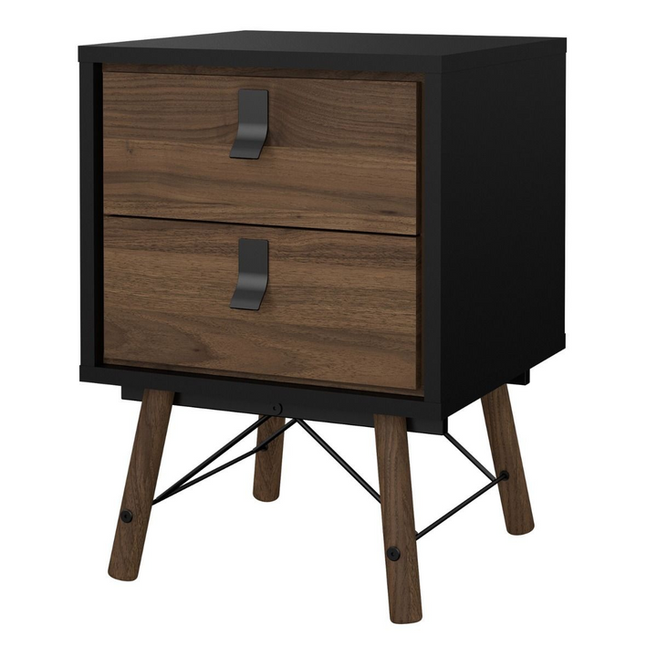 Moubray Bedside Cabinet 2 Drawer in Matt Black Walnut | Bedside Cabinet | Bedside Cabinets | Bedroom Cabinet