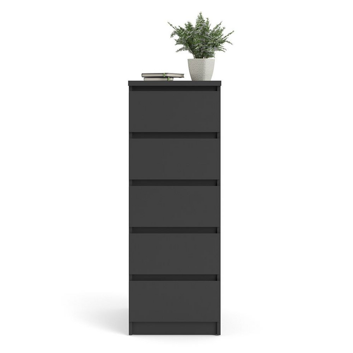 Brook Narrow Chest of 5 Drawers in Black Matt | Chest of Drawers | Drawers 