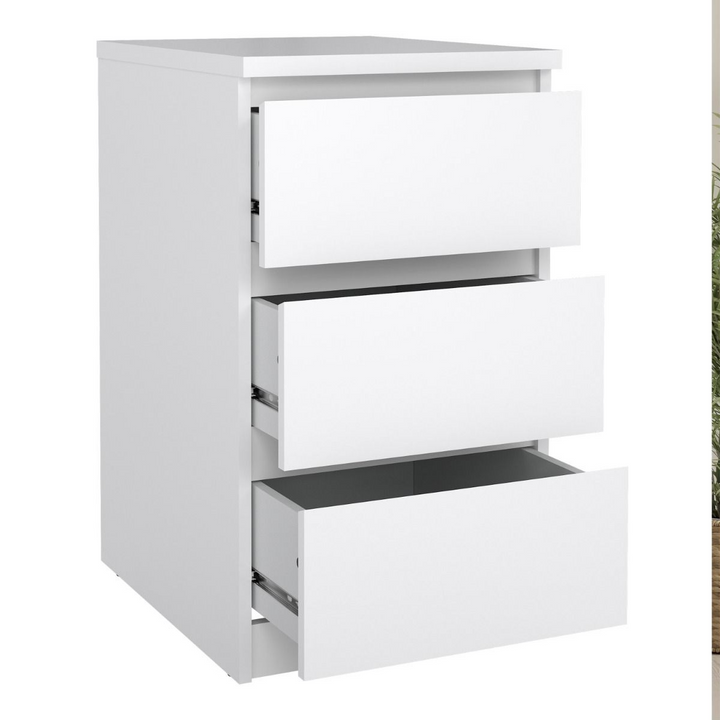 Brook Bedside 3 Drawers in White High Gloss | Bedside Cabinet | Bedside Cabinets | Bedroom Cabinet