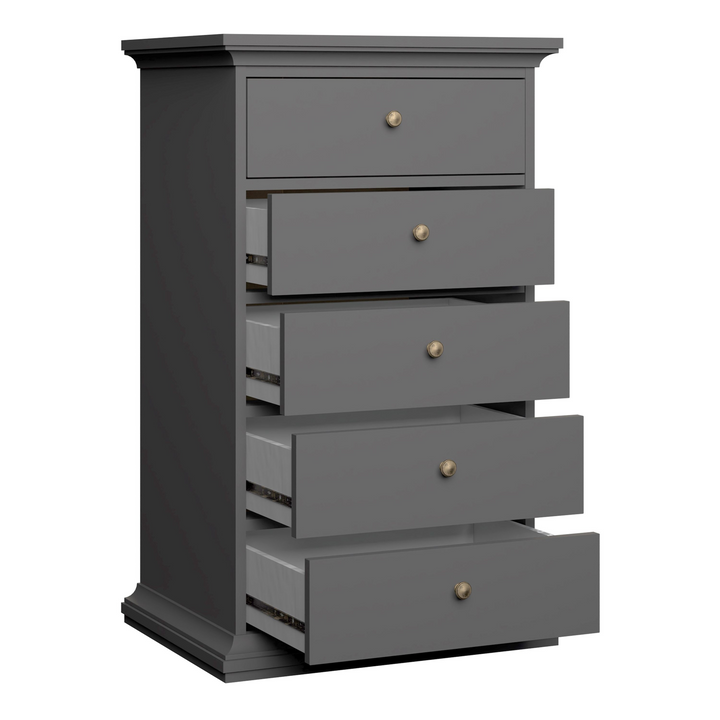 Solihull Chest 5 Drawers in Matt Grey | Chest of Drawers | Drawers 