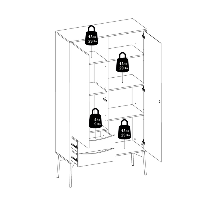 Rutherglen China Cabinet 1 Door 1 Glass Door 2 Drawers in Grey, White and Walnut | Dining Cabinet | Dining Cabinets