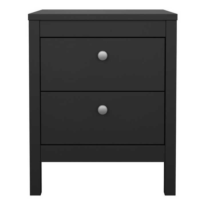 Bournville Bedside Table 2 Drawers in Matt Black | Bedside Cabinet | Bedside Cabinets | Bedroom Cabinet