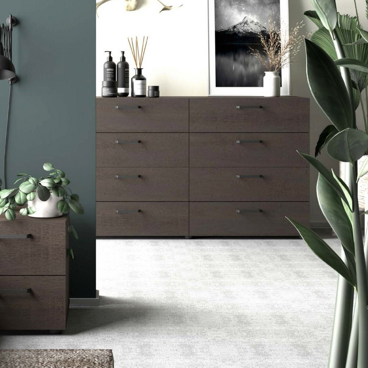 Newtownards Double Dresser 8 Drawers in Rovere Gessato Dark Oak | Chest of Drawers | Drawers 