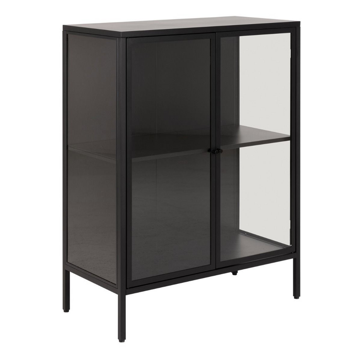 Carshalton Low 2 Door Display Cabinet in Matt Black | Dining Cabinet | Dining Cabinets