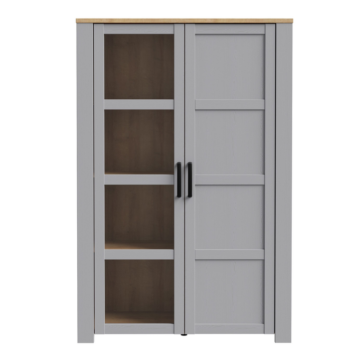 Hitchin 2 Door Display Cabinet in Riviera Oak/Grey Oak | Dining Cabinet | Dining Cabinets
