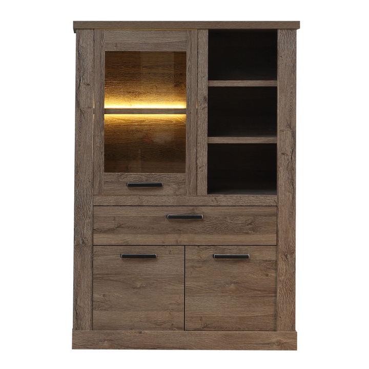 Chichester 1 Door 1 Drawer 3 Shelve Display Cabinet in Tabak Oak | Dining Cabinet | Dining Cabinets