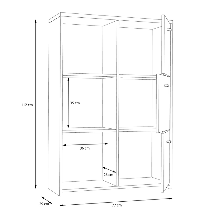 Bicester Chest Storage Cabinet with 6 Doors in Artisan Oak/White | Dining Cabinet | Dining Cabinets