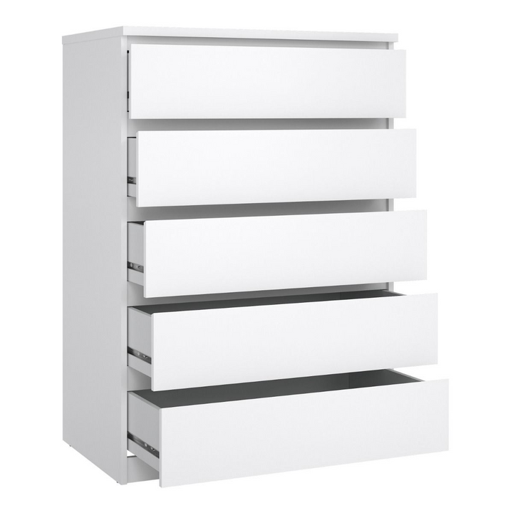 Brook Chest of 5 Drawers in White High Gloss | Chest of Drawers | Drawers 