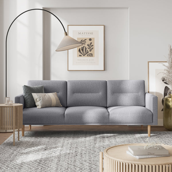 Woolwich 3 Seater Sofa - Grey, Oak Legs | Three Seater Sofa | Sofa